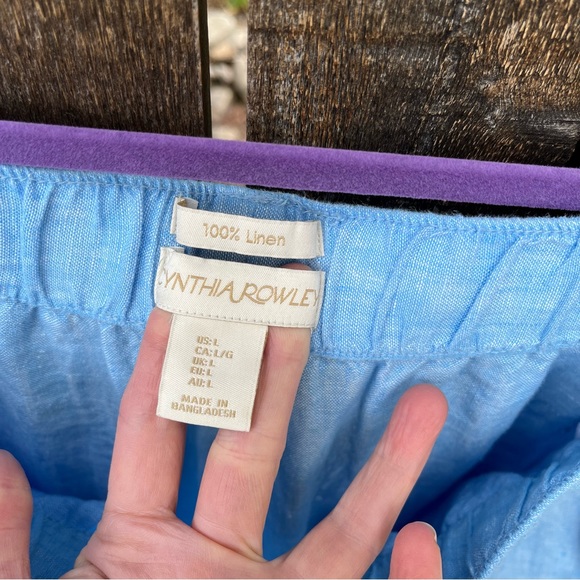 Cynthia Rowley 100% Linen Wide Leg Crop Pants In Light Blue Sz L - Picture 3 of 14